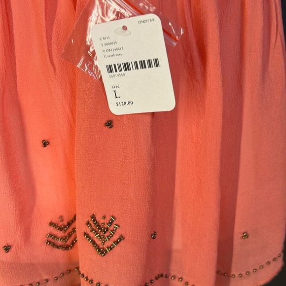 Free People Lost In You Coral Beaded Spaghetti Strap Crop Top NWT SIZE L - Picture 11 of 12